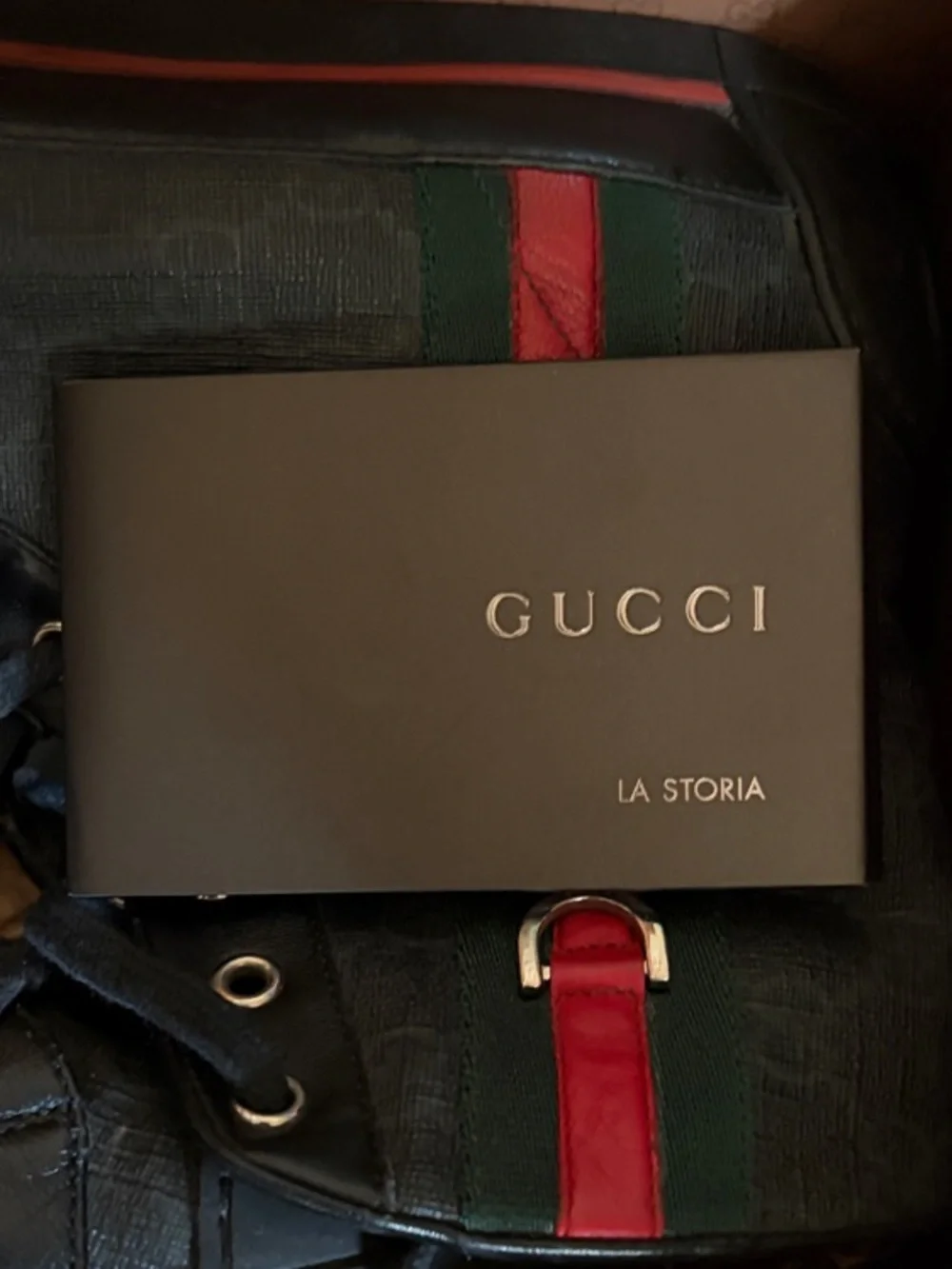 Gucci Black Sneakers with Red and Green Stripe